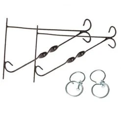 Pair Of 12" Hanging Basket Brackets With Swivel Hooks