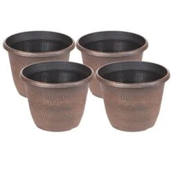 4 X Acorn Planters 25cm (10in) Copper-Tone