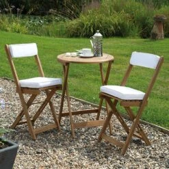 Raffles Bistro Set With Cushions - Natural