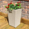 Square Rattan Planter In Natural Weave-Pack Of 2 -Garden Bulbs Store 161441