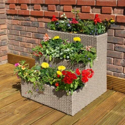 Tiered Rattan Planter In Natural -Garden Bulbs Store 161443 2