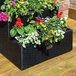 Tiered Rattan Planter In Black 7 Tiered Rattan Planter In Black -Garden Bulbs Store 161444 2