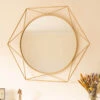 Golden Hexagonal Indoor Mirror -Garden Bulbs Store 161496